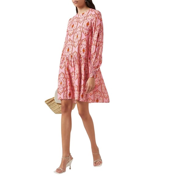 Never Fully Dressed Florence Mini Dress Size 8 Pink Floral Print Ecovero-Viscose - Picture 1 of 16